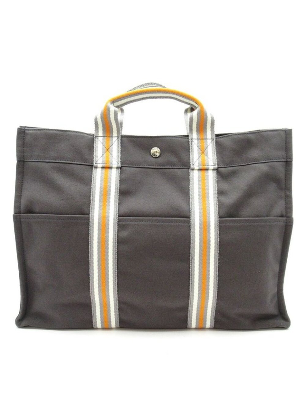 Hermes Ginza Limited Fourre Tout MM Canvas Tote Bag Gray